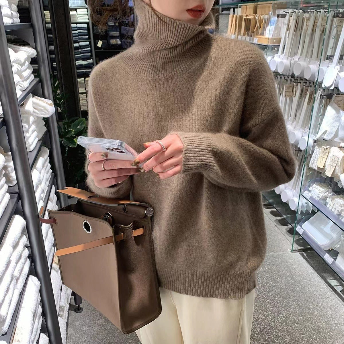 Womens Turtleneck Knit Sweater