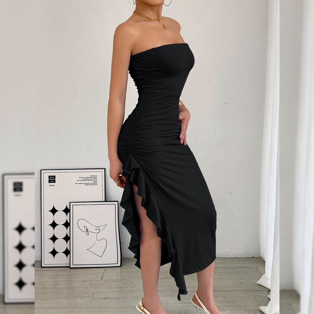 Strapless Bodycon Slit Dress
