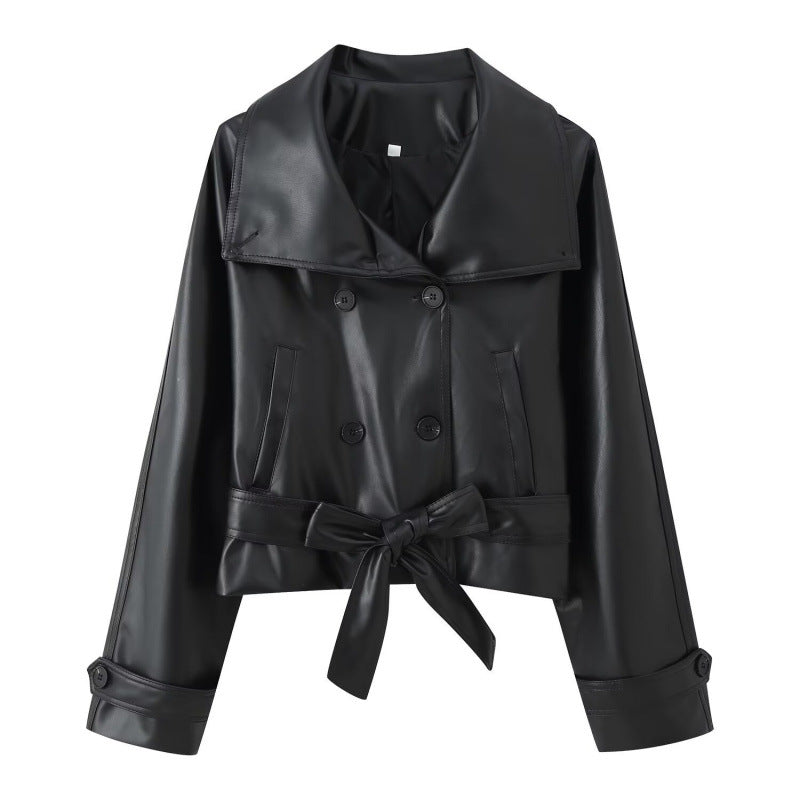 Retro Double-Breasted Leather Jacket