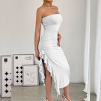 Strapless Bodycon Slit Dress