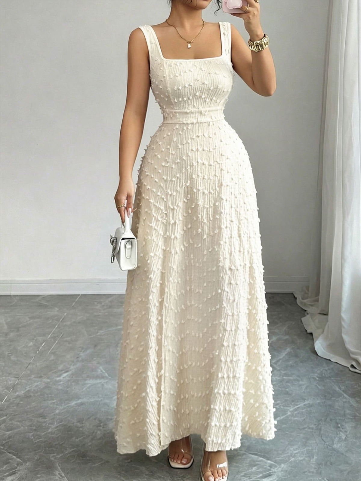 Jacquard Square Neck Dress