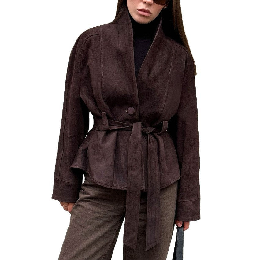 Retro Suede Long Sleeve Jacket