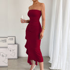 Strapless Bodycon Slit Dress