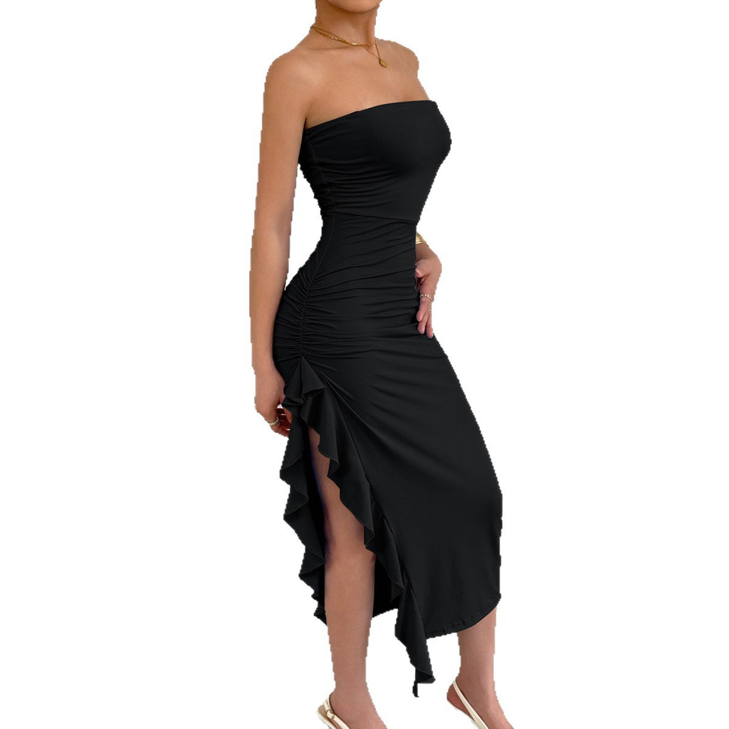 Strapless Bodycon Slit Dress