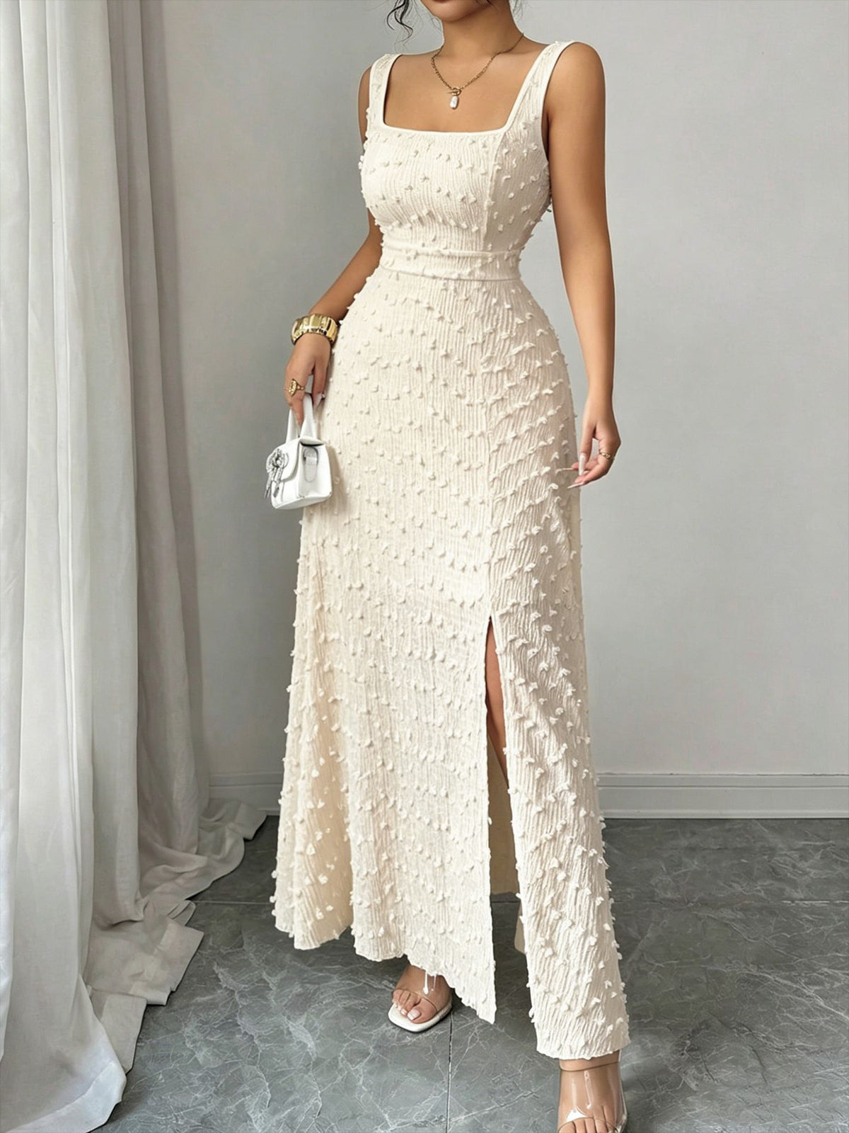 Jacquard Square Neck Dress