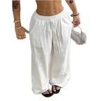Womens Wide Leg Cotton Linen Pants