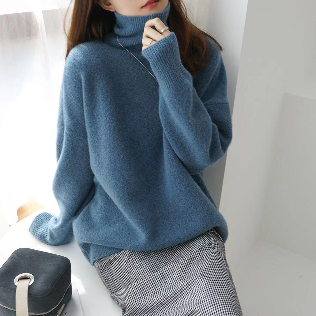 Womens Turtleneck Knit Sweater