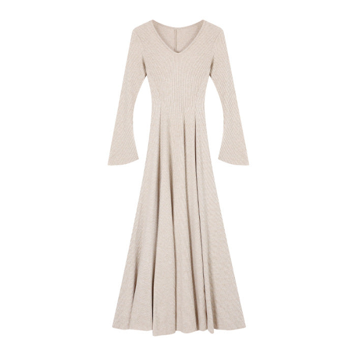 Women's V-Neck Knitted Dress