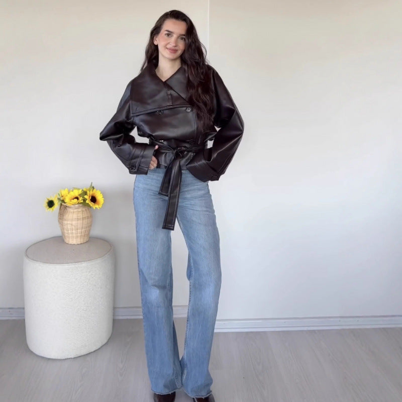 Retro Double-Breasted Leather Jacket
