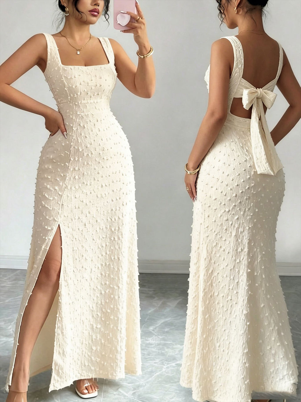 Jacquard Square Neck Dress