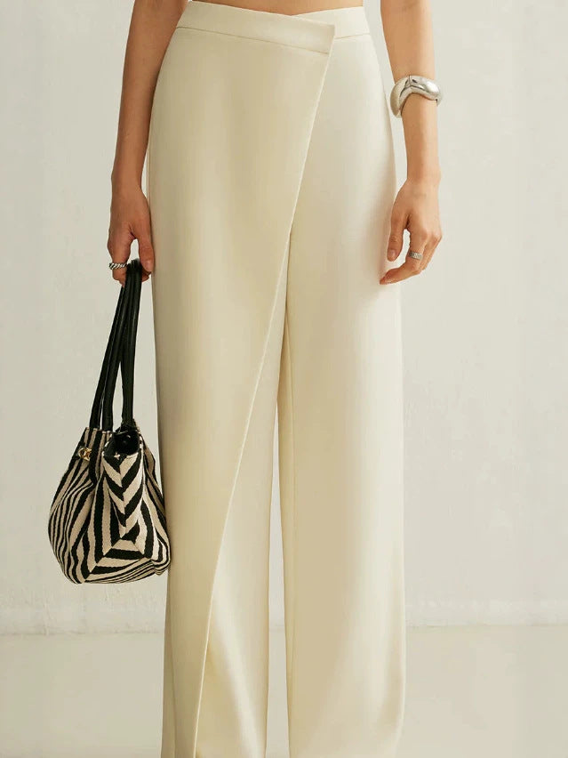 Women's Irregular Splicing High Waist Straight Leg Pants