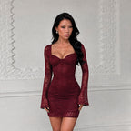 Sexy Lace Bodycon Dress with V-Neck