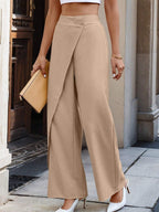Women's Irregular Splicing High Waist Straight Leg Pants