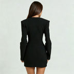 Womens V-neck Long Sleeve Slim Dress