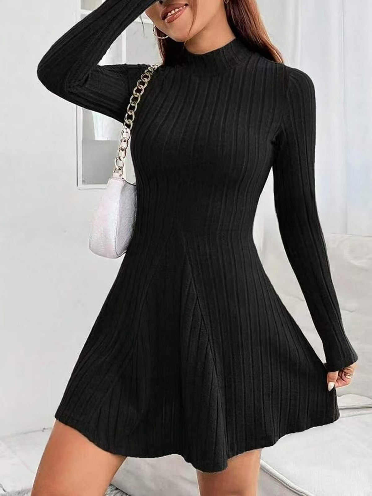 Slim Fit Long Sleeve Knit Dress
