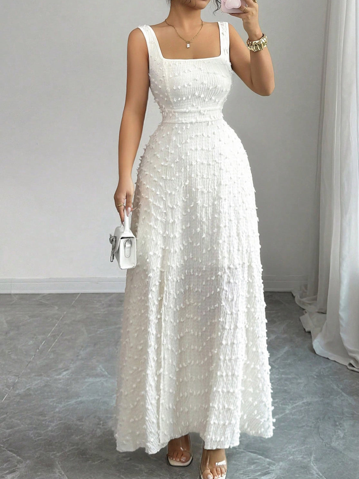 Jacquard Square Neck Dress