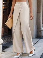 Women's Irregular Splicing High Waist Straight Leg Pants