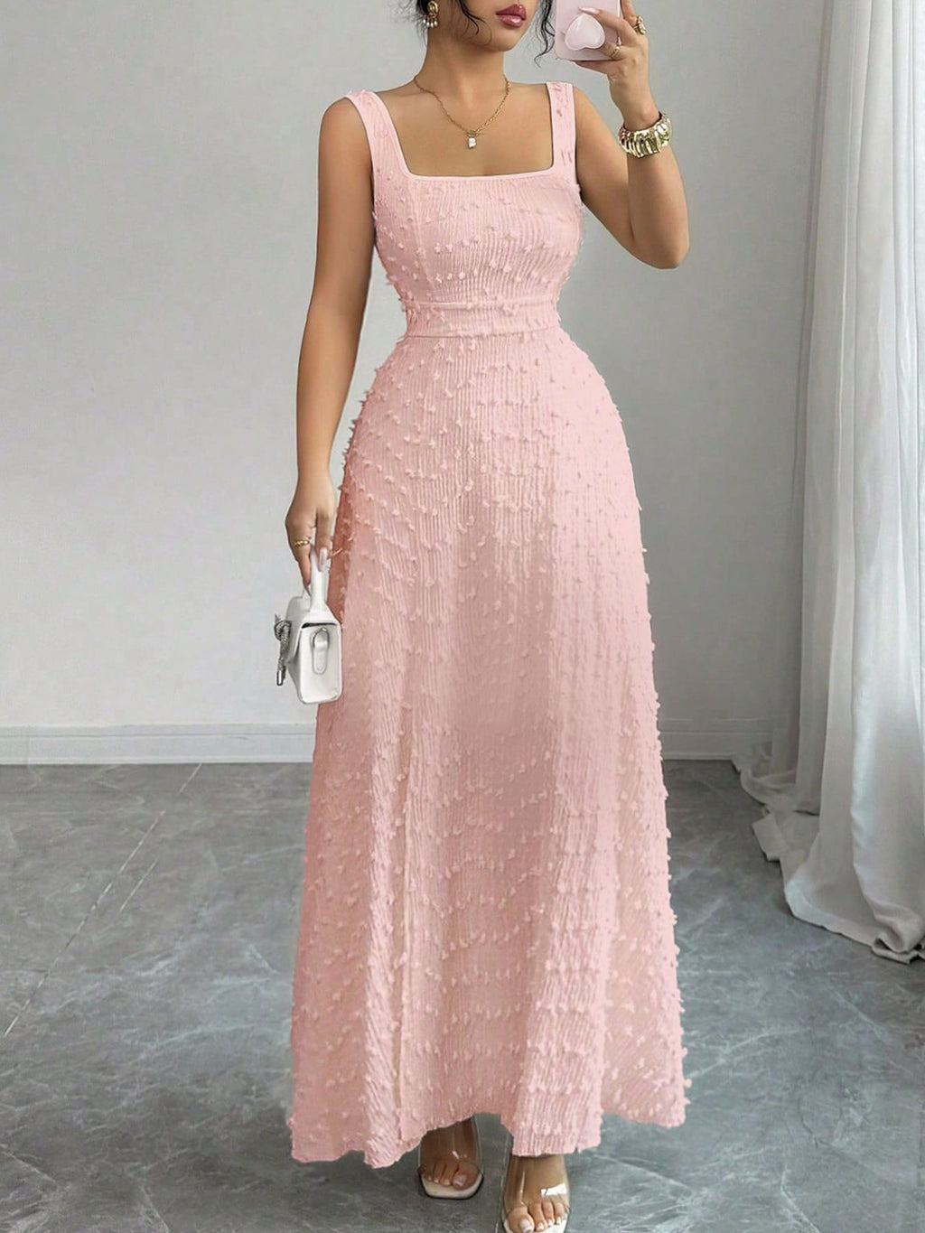 Jacquard Square Neck Dress
