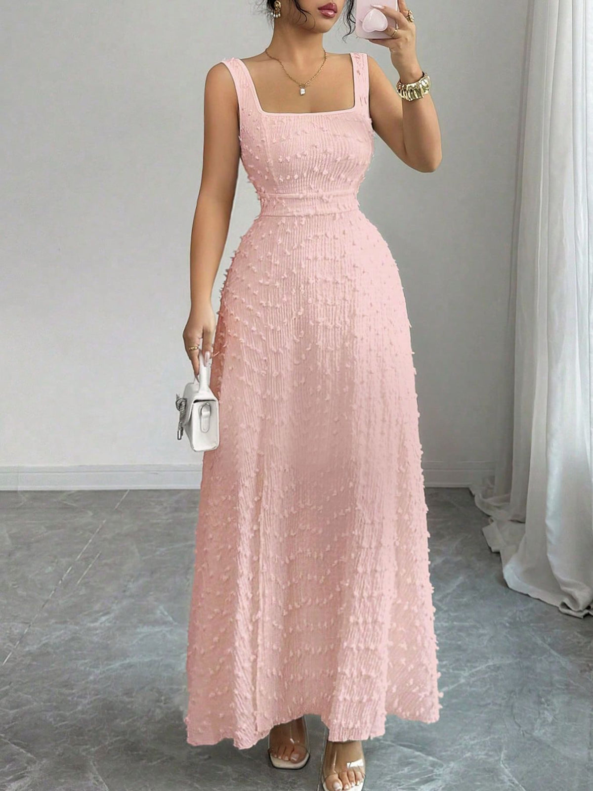 Jacquard Square Neck Dress