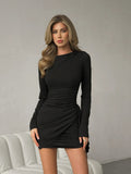 Long-Sleeve Ribbon Bodycon Dress