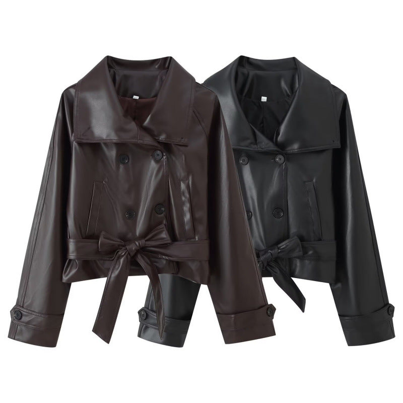 Retro Double-Breasted Leather Jacket