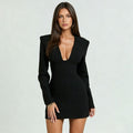 Womens V-neck Long Sleeve Slim Dress