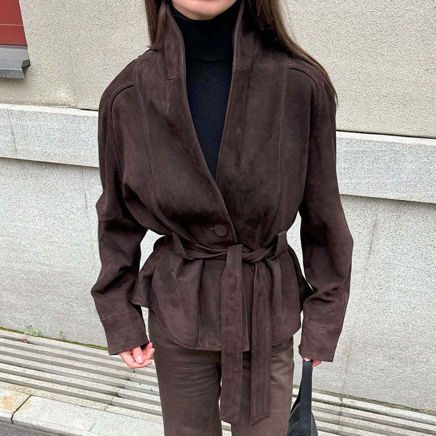Retro Suede Long Sleeve Jacket