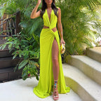 Womens V-Neck Slit Dress