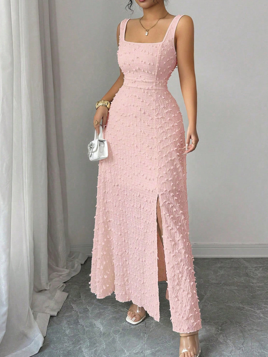 Jacquard Square Neck Dress
