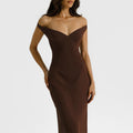 Elegant Off-Shoulder Patchwork Dress