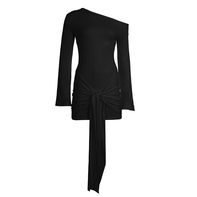 Slanted Shoulder Bodycon Dress